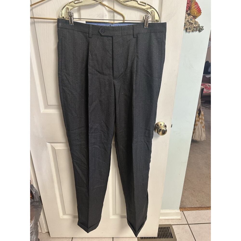 NWT New ALEX CANNON Men's 34x34 Wool Blend Dress Pants Gray Flat Front